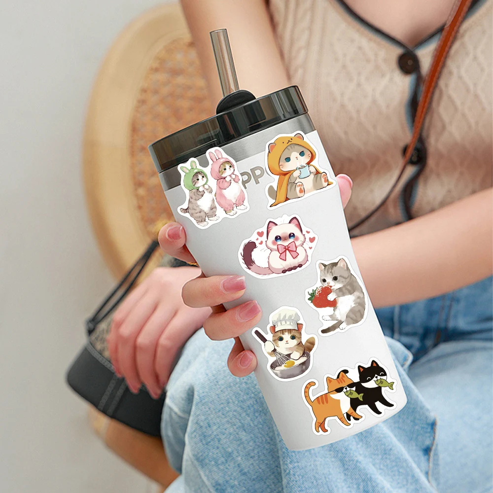50 stücke Cartoon Nette Katzen Aufkleber Aufkleber Für Laptop Notebook Skateboard Gitarre Helm DIY Ästhetische Aufkleber Kreative Geschenke – Detail 10