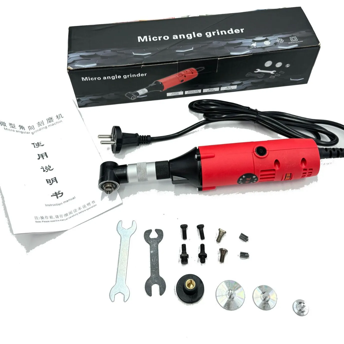 New 550W 90 Degree Electric Elbow Engraving Motor Grinder Jewelry Wood Mold Polishing Tile Cleaning Tools