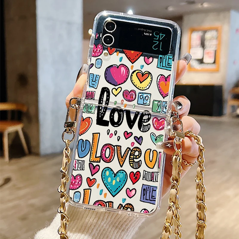 Cartoon Love Soft Lanyard Shockproof Crossbody Clear Phone Case