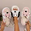 Linen Platform Slippers Women Home Cute Animal Cartoon Designer Shoes Girls Flats Fashion House Casual Footwear Elegant Big Size 5