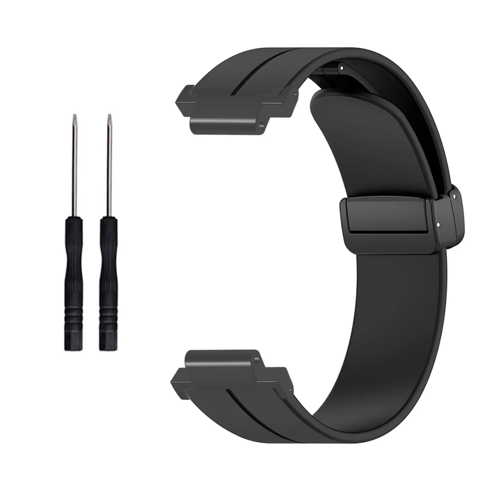 Stylish Magnetic Folding Buckle Silicone Watch Strap Replacement