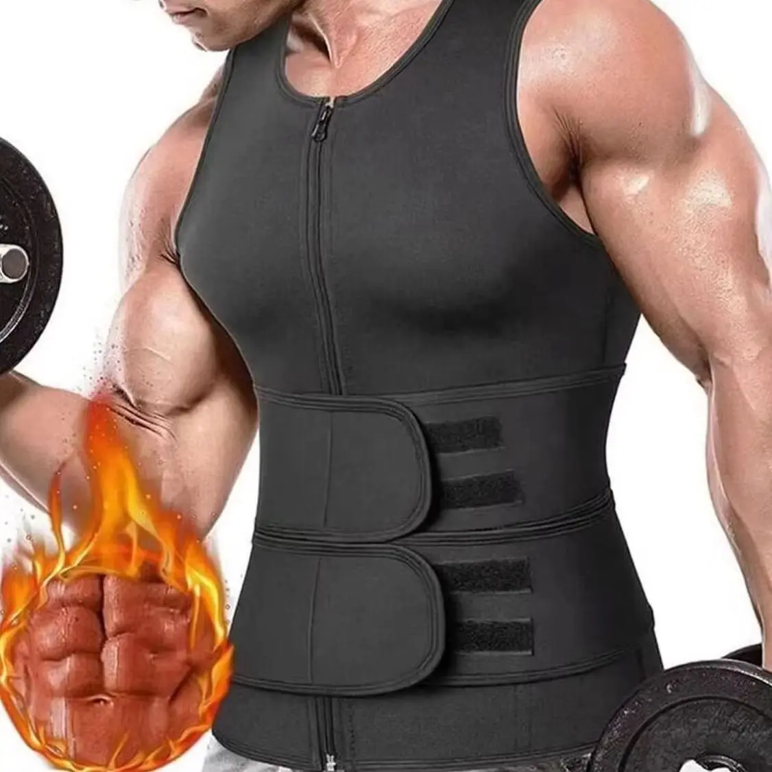 Men's Neoprene Sauna Vest Waist Trainer Slimming Workout Tank Top