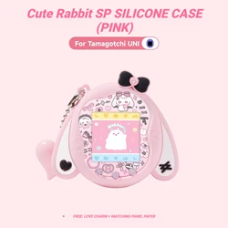 Adorable Rabbit Silicone Case with Sticker Pendant Accessories Set (Pink)