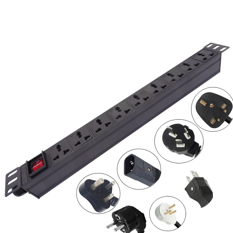 9ac Universal Outlets Power Strip 19inch Network Rack Aluminum Alloy Case Socket Dual