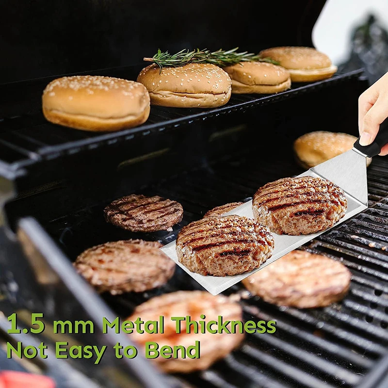 Steak Spatula Stainless Steel Long Grill Spatula with Cutting Edges Kitchen Griddle Accessories Pancake Burger Turner Scraper Tool for BBQ steak spatula