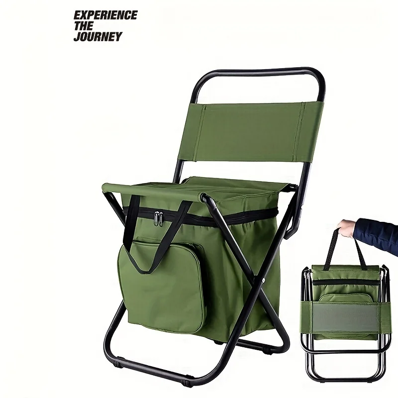 Outdoor Foldable Portable fishing chair Beach Chair, Ice bag chair Back Chair, As Outdoor Fishing with cooler Storage Bag