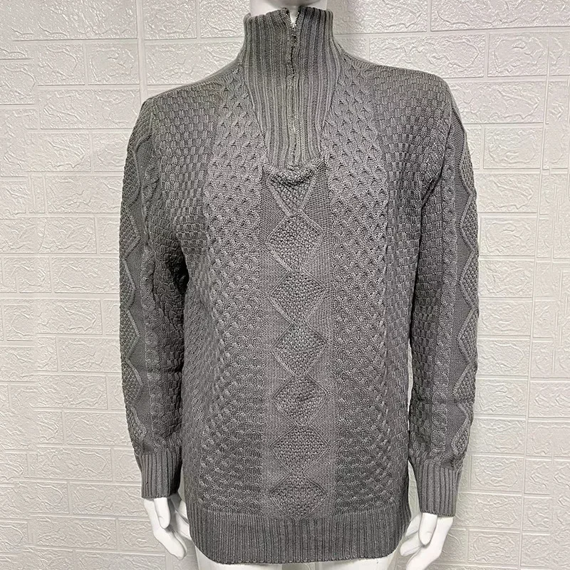 New Autumn and Winter Style European and American Men's Hooded Knitted Solid Color Long-sleeved Fashionable Single-wear Sweater. 2