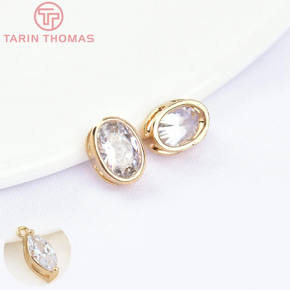 

(5628) 7x9MM 24K Gold Color Brass with Zircon Oval Spacer Beads Bracelet Beads High Quality Diy Jewelry Accessories Wholesales