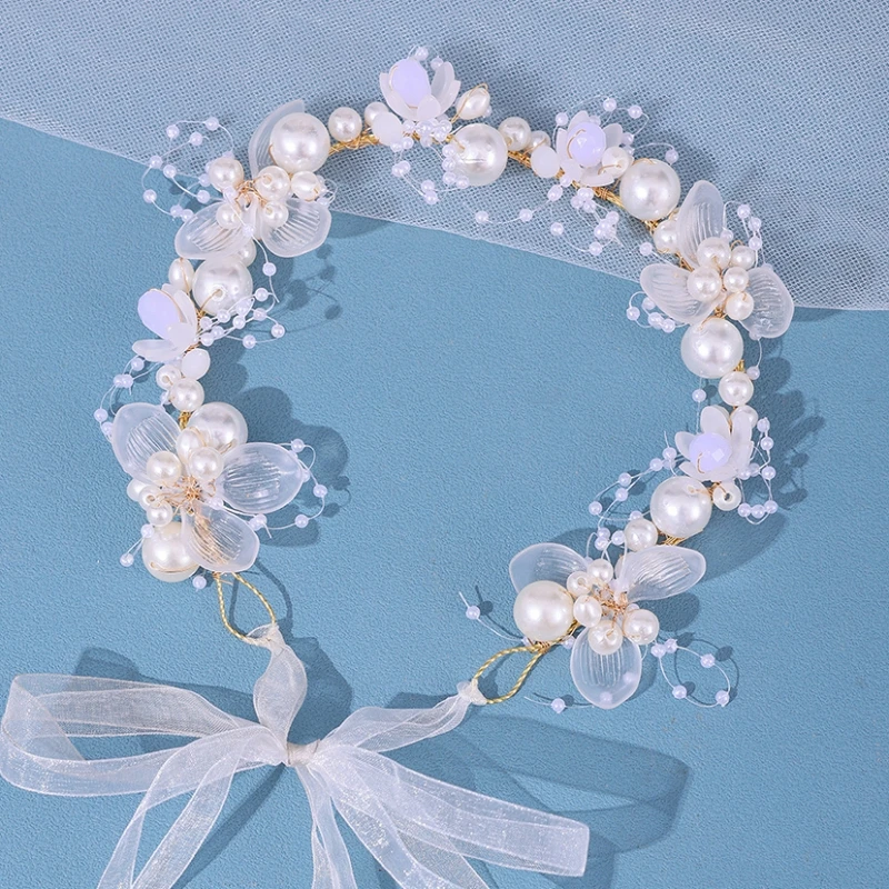 Accessorio Per Capelli Con Perle E Fiori Di Vite – Fascia O Pettine Fai Da Te – Oro Rosa, 50 Cm – Ideale Per Spose E Feste