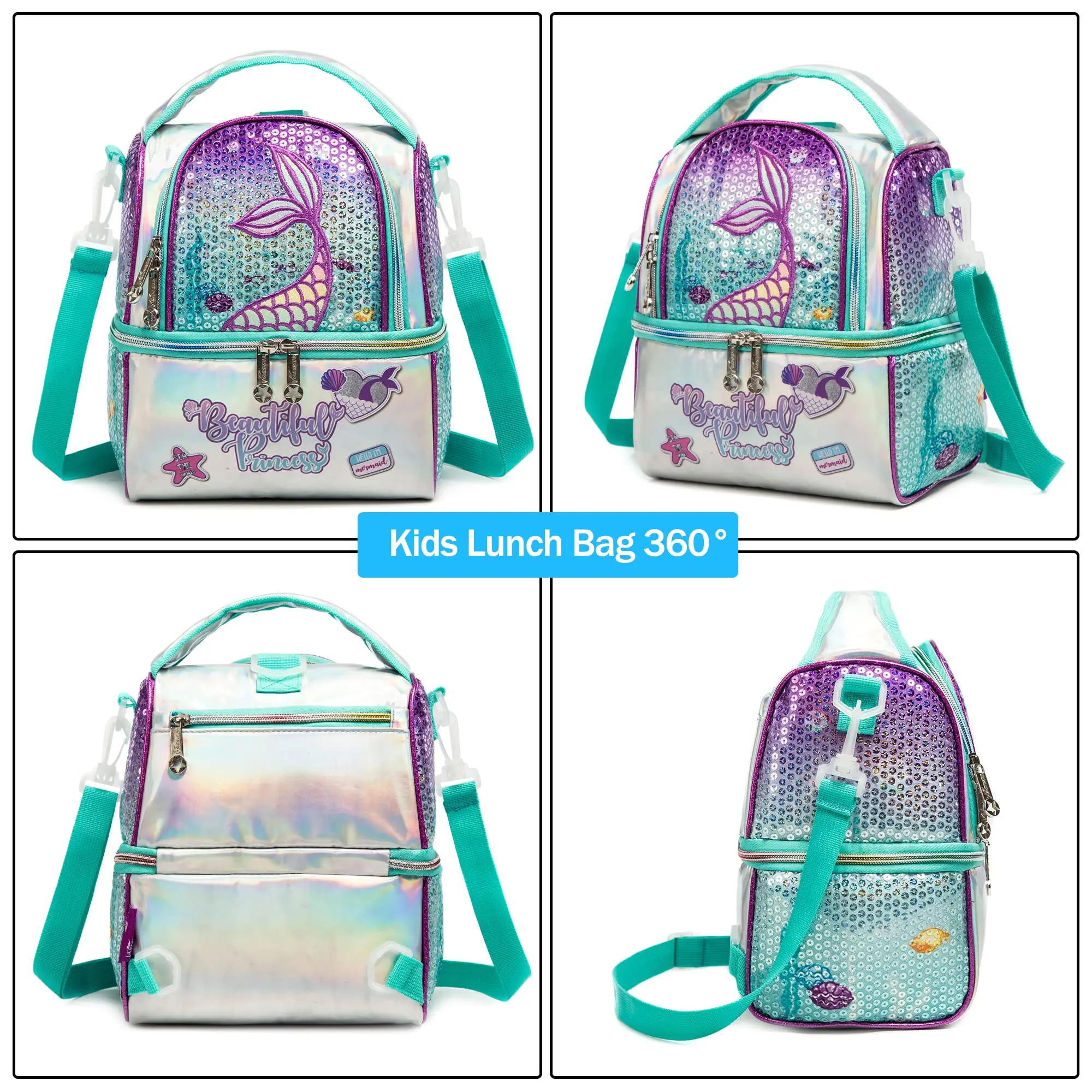 Lunch Bag for Kids Insulated Bag Tote with Lunch Food Double-layer Large-capacity Waterproof