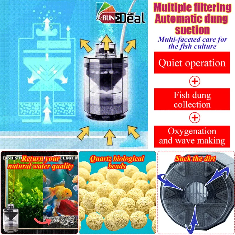 Fish Stool Suction Collector Aquarium Tank Fully Automatic Fish Poop Stool Suction Separator Filter Collector Vacuum cleanup 2
