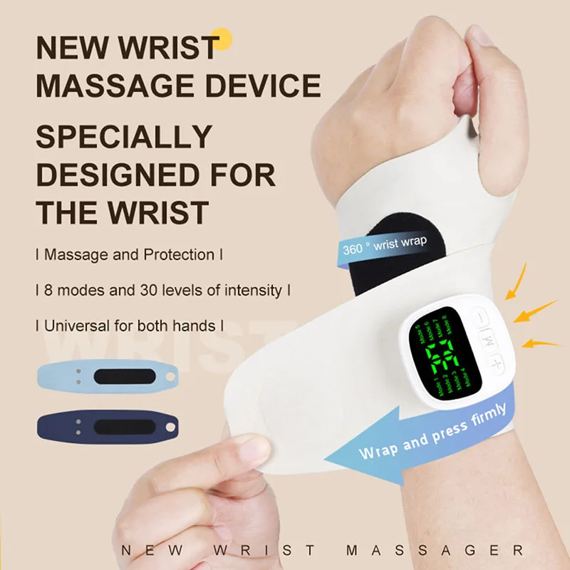 New Electric Cordless Wrist Massager Vibration Relieves Tenosynovitis Massager USB Rechargeable for Carpal Tunnel Fatigue Relief
