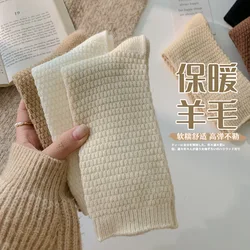 Winter Women Socks Solid Color Thickened Warm Harajuku Wool Socks Middle Tube Socks Fashion Kawaii All-match Socks Cute Socks
