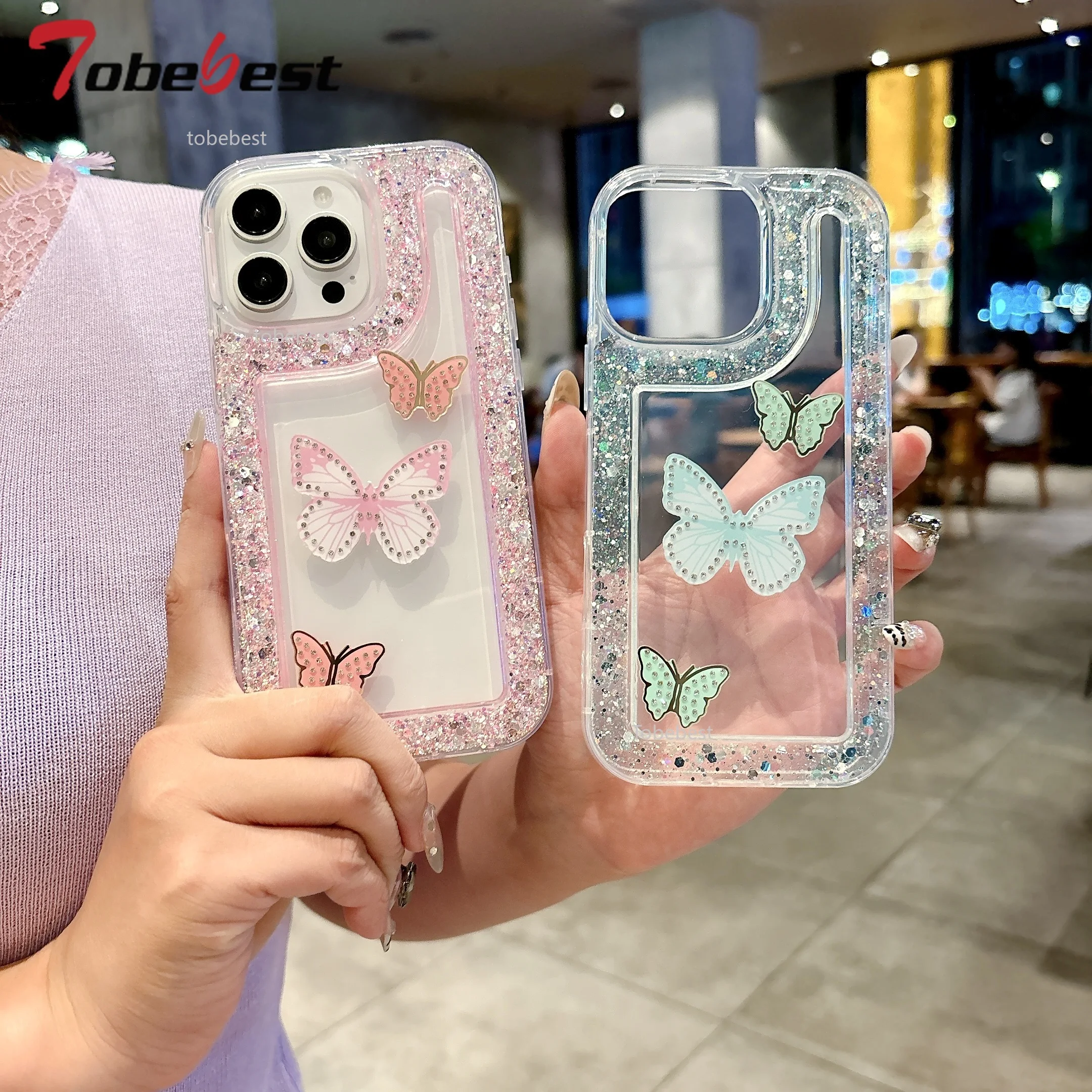 Sparkling 3D Butterfly Bling Glitter Diamond Acrylic Case