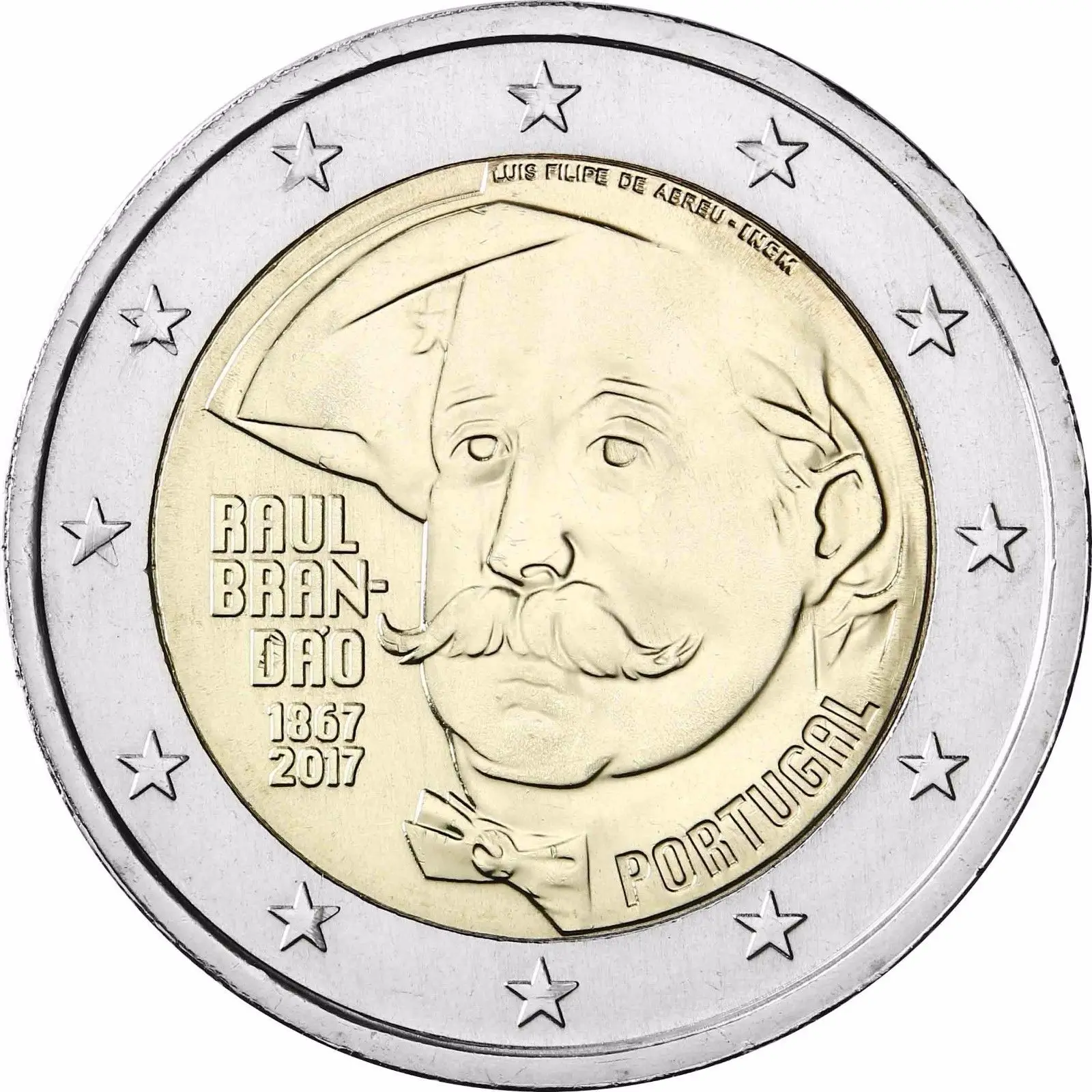 Moneta Commemorativa Del Portogallo Raul Blantang 150 Th Anniversary 2017 2 Euro Unc Nuovo Di Zecca