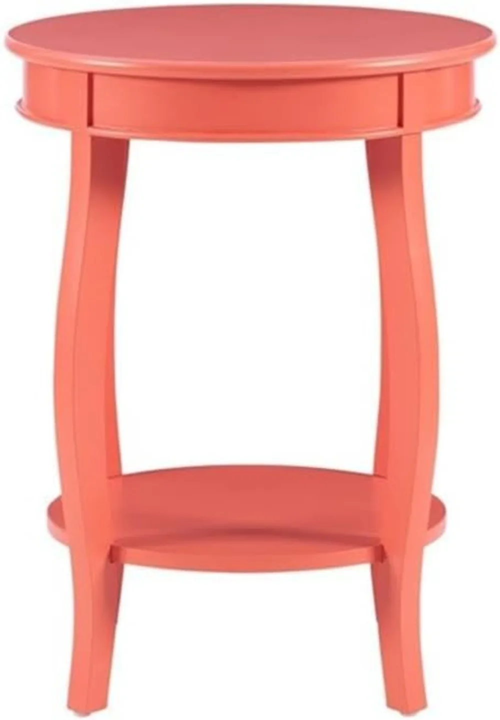 Coral Orange Wood Accent End Table with Storage, 24 Inch Height for Living Room Decor