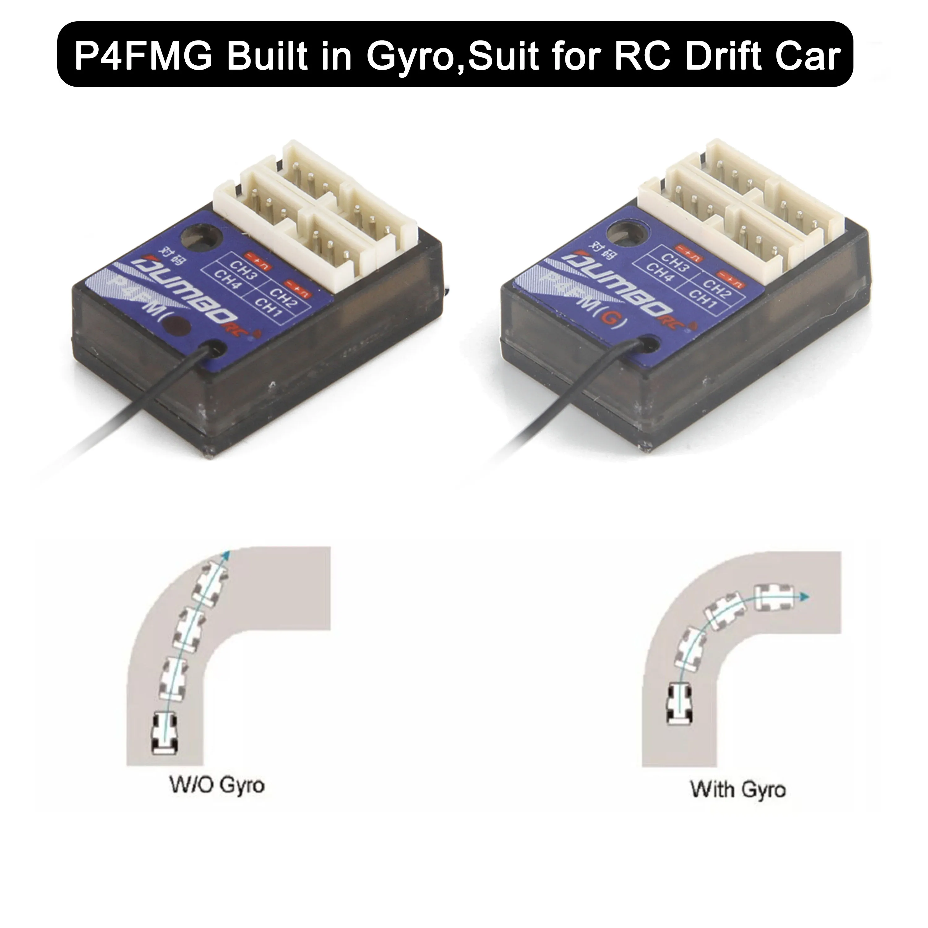 DUMBORC P4FM P4FMG 4 Kanäle 2,4 GHz Gyro Mini Empfänger 3-10 V Spannung für X4 DDF-350 Digital Radio Sender RC Auto LKW Boot – Detail 5