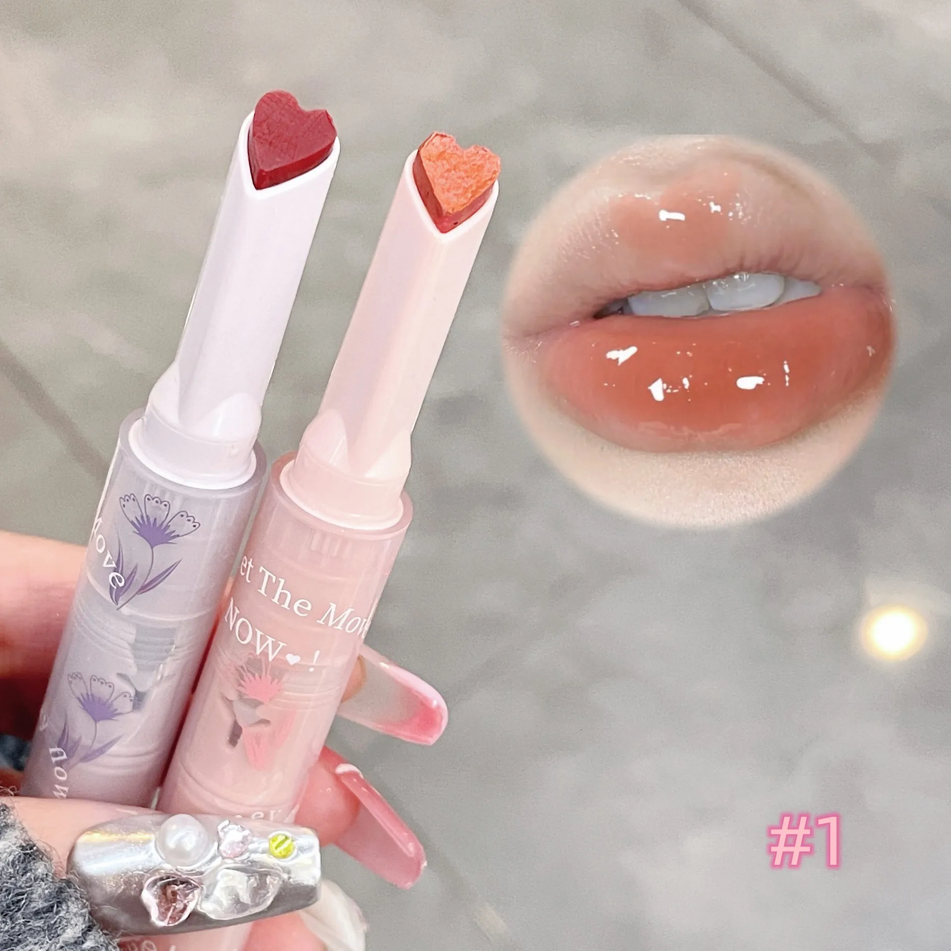 Florette – rouge à lèvres Transparent, glaçure à fleurs, gelée d'amour, miroir, tasse antiadhésive étanche, maquillage coréen Transparent, vente en gros_voghion.com