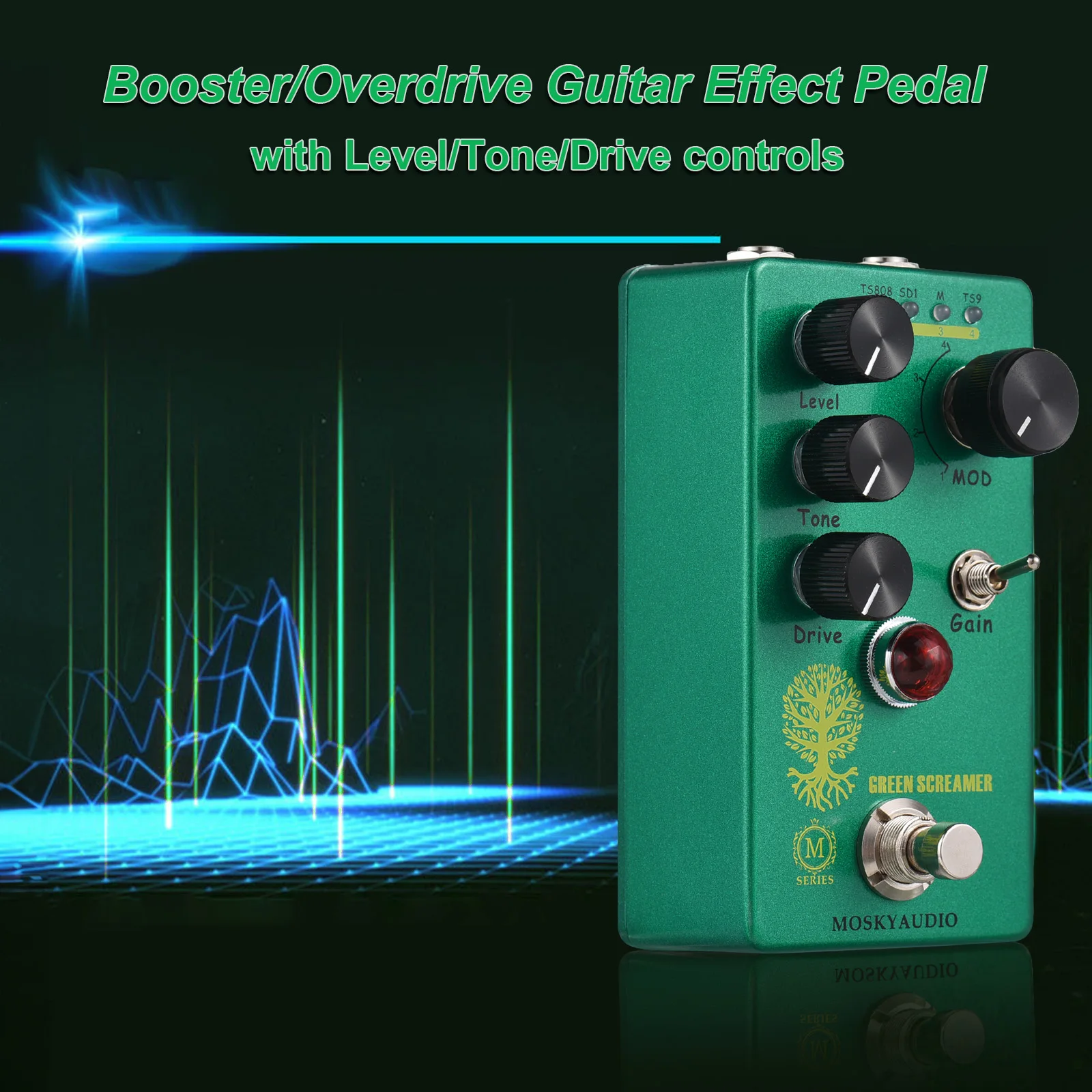 Guitar Effect Pedal MOSKYAudio Booster/Overdrive 4 Mode Switch & Level/Tone/Drive Controls Guitar Effector Effect Processor Tool