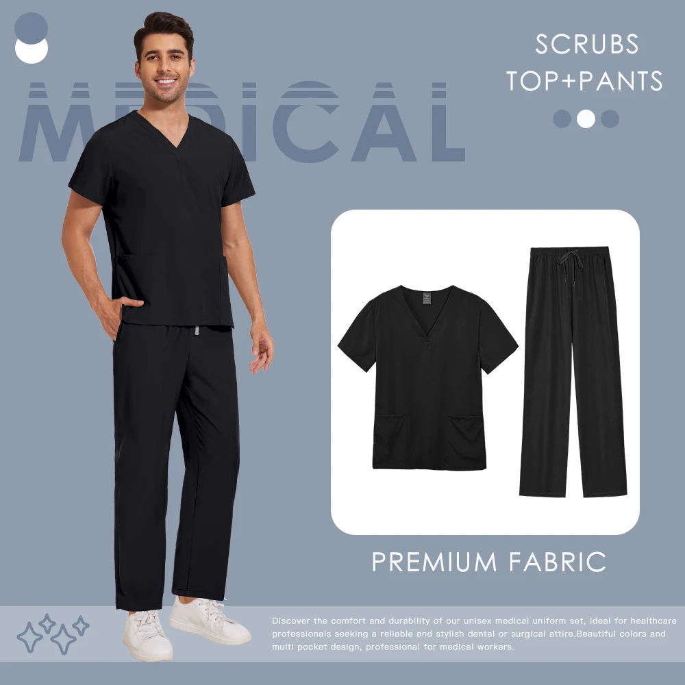 Scrubs Uniforms Men Women Beauty Straight Pants Set Wholesale Medical Surgical Clothes Nurse Accessories Dental Clinic Workwear