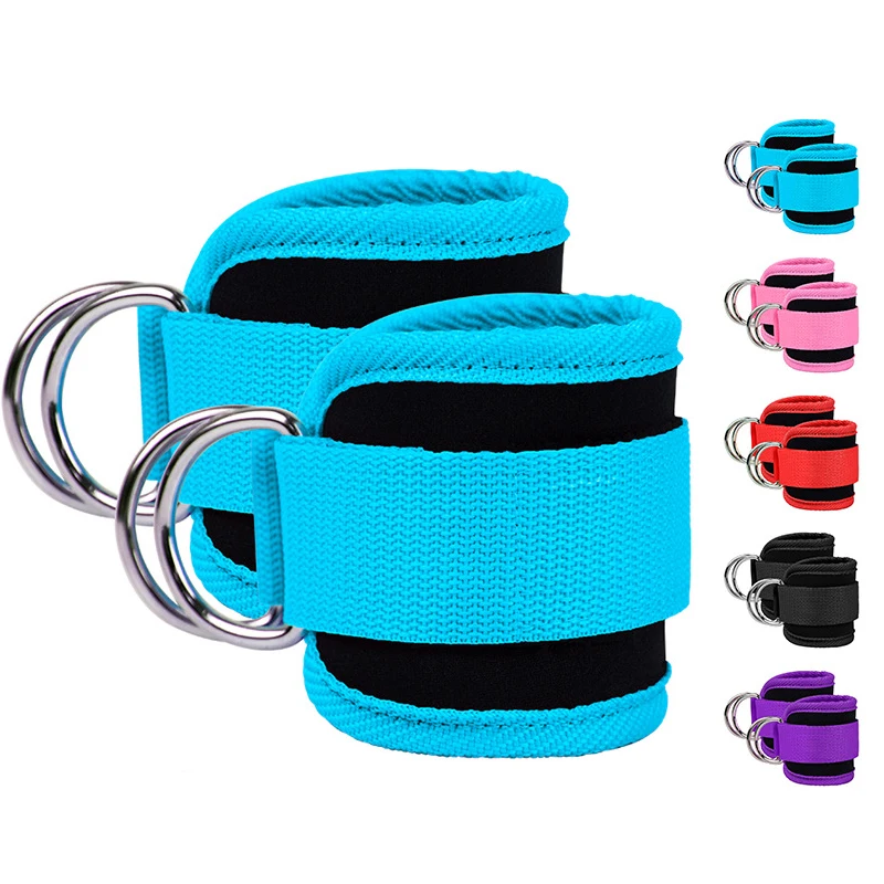 Fitness Equipment Gym Ankle Strap Padded Double D-ring Adjustable Ankle Weight Leg Training Brace Support Sport Safety Abductors ankle support,ankle straps,fitness ankle straps,ankle support brace,ankle wrist cuffs,ankle wrist weights