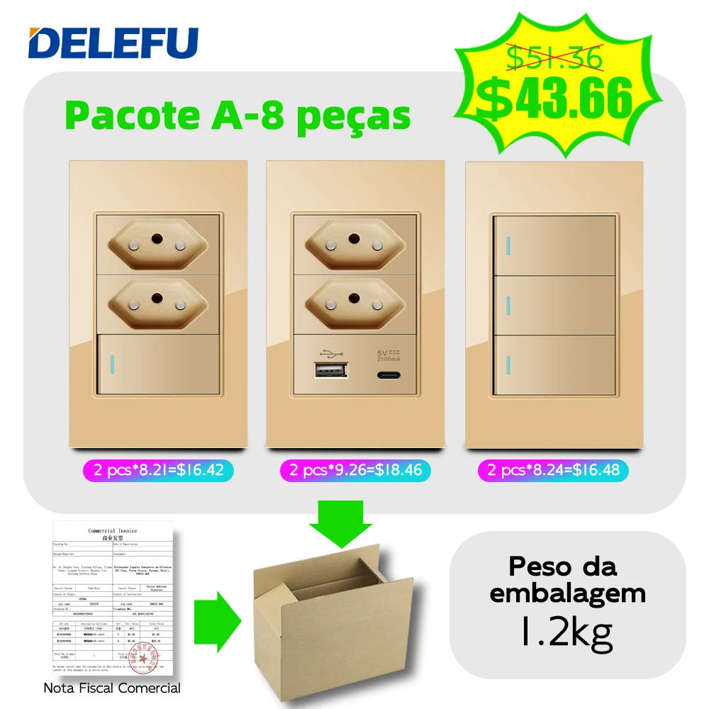 DELEFU-Pacote de Tomada Padrão Brasil, Painel de