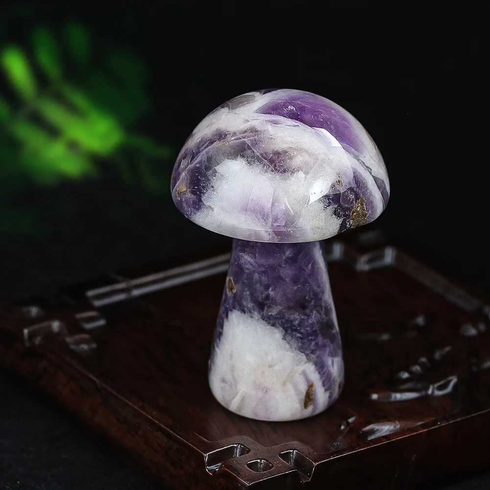 

Natural Amethyst Mushroom Gem Healing Quartz Crystal Mineral Reiki Energy Specimen Collectible Massage Stone DIY Jewelry No Hole