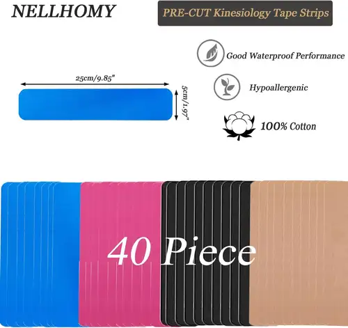 80pcs Sports Tape Cotton Elastic Precut kinesiology Tape for Support Athletic Tape for Muscle Strain Relief Adhesive Sport Strap - Image 3