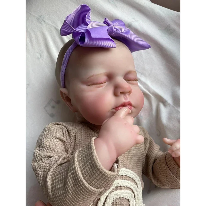 

48cm Loulou Sleeping Reborn Baby Doll Handmade Lifelike Soft Touch Cuddly Doll with 3D Painted Skin Visible Veins Toys