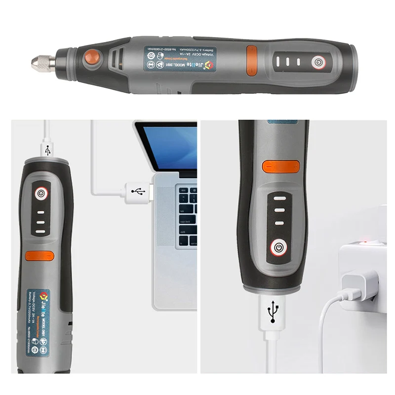 21000rpm USB Cordless Rotary Tool Dremel Mini Drill Engraving Pen Electric USB Mini Wireless Drill with Accessories DIY Set 6