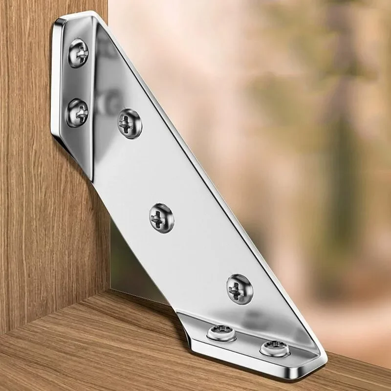 Universal Furniture Angle Connector Stainless Steel Corner Brackets Cabinet Angle Shelf Support Fixed Brace Kits Screw