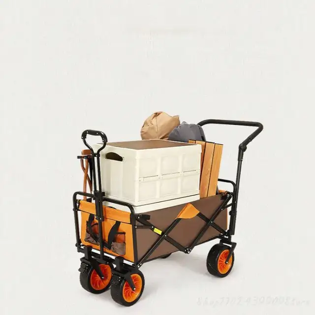 Összecsukható Kibővített Kerék Kültéri Hordozható, Állítható Hosszúságú Pull Kocsi Tábor Kemping Berendezések Bevásárló Tároló - Image 3