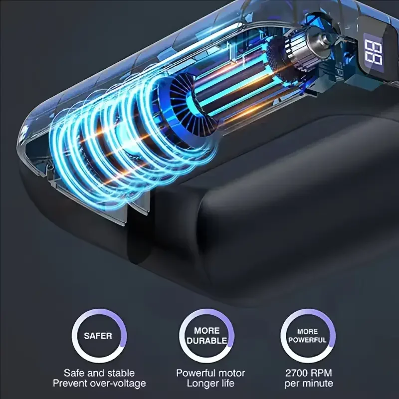 مسدس تدليك العضلات الصغير مع حلقة 5 سرعات وحلقة فآ...