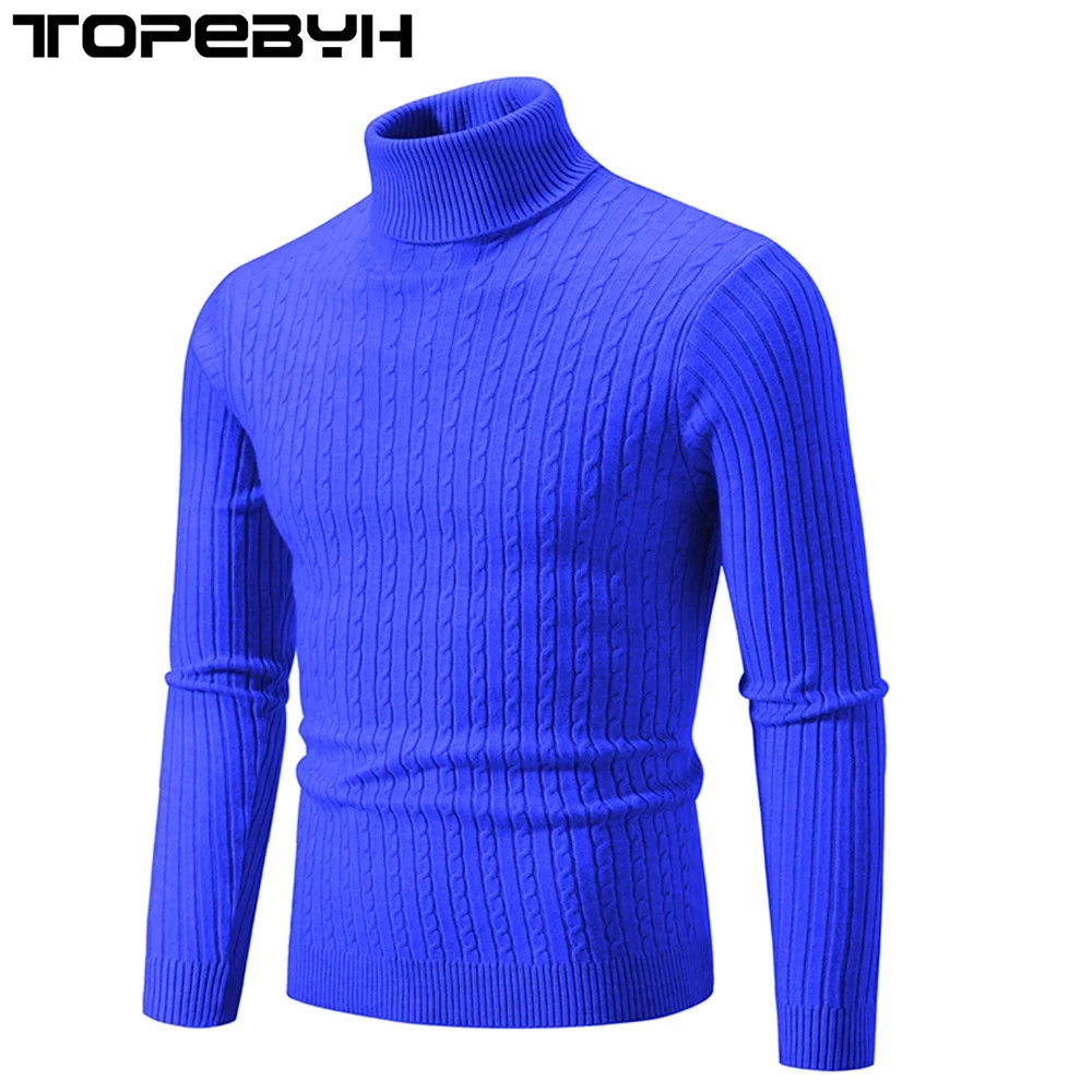 

Men's Turtleneck Sweater Casual Men's Knitted Sweater Warm Fitness Men Pullovers Tops Kint Sweater