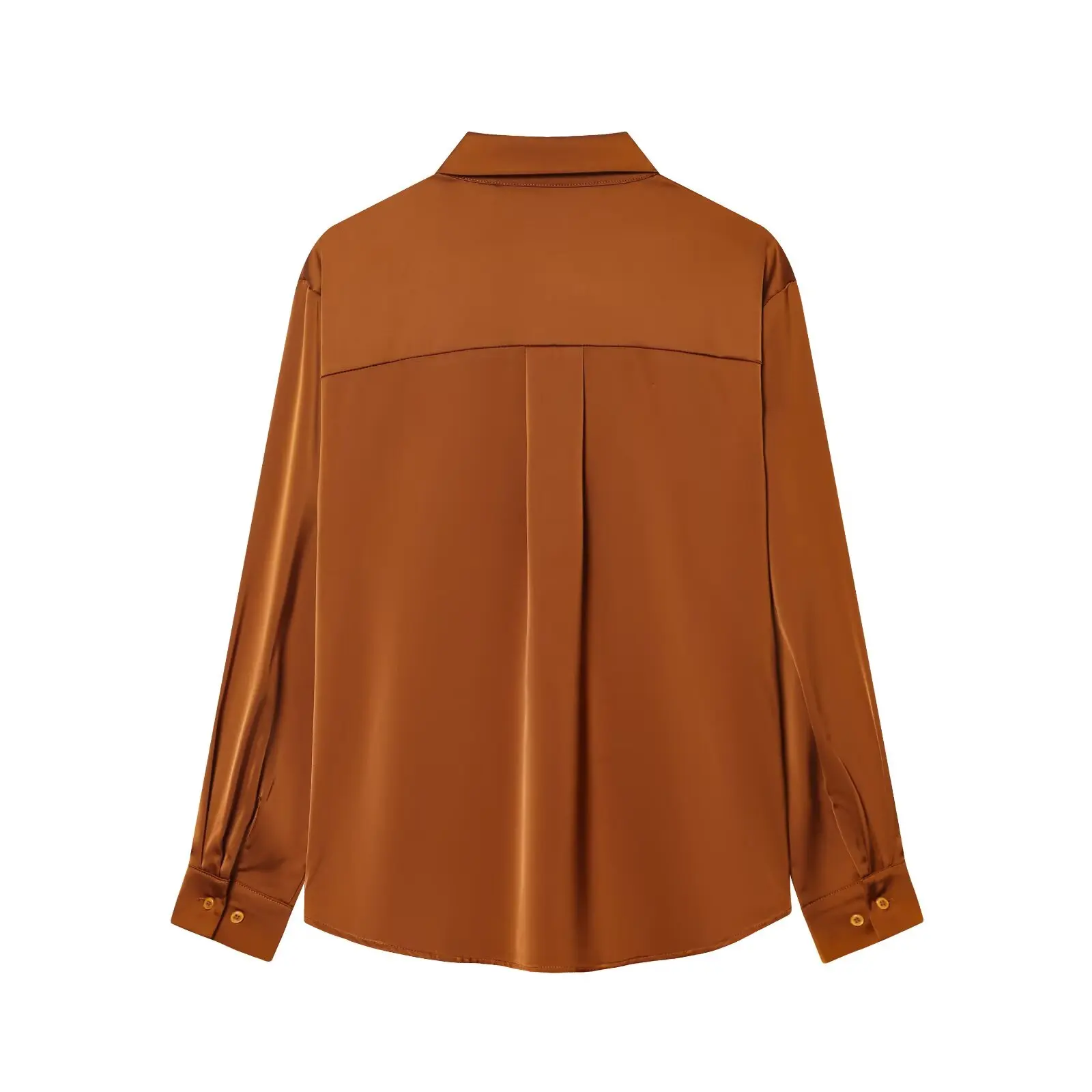 HH Damenmode, vielseitiges 3-Farben-Revers-Satin-strukturiertes High-End-Hemd, weiblich, elegant, lässig, einreihiges Langarm-Hemd – Detail 23