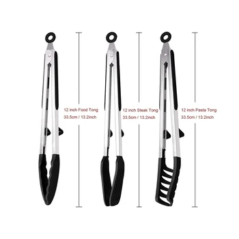 LMETJMA Kitchen Tongs Silicone Food Tongs Non Stick Cooking Serving Tongs For BBQ Salad Steak Pasta Spaghetti Noodles JT302 2