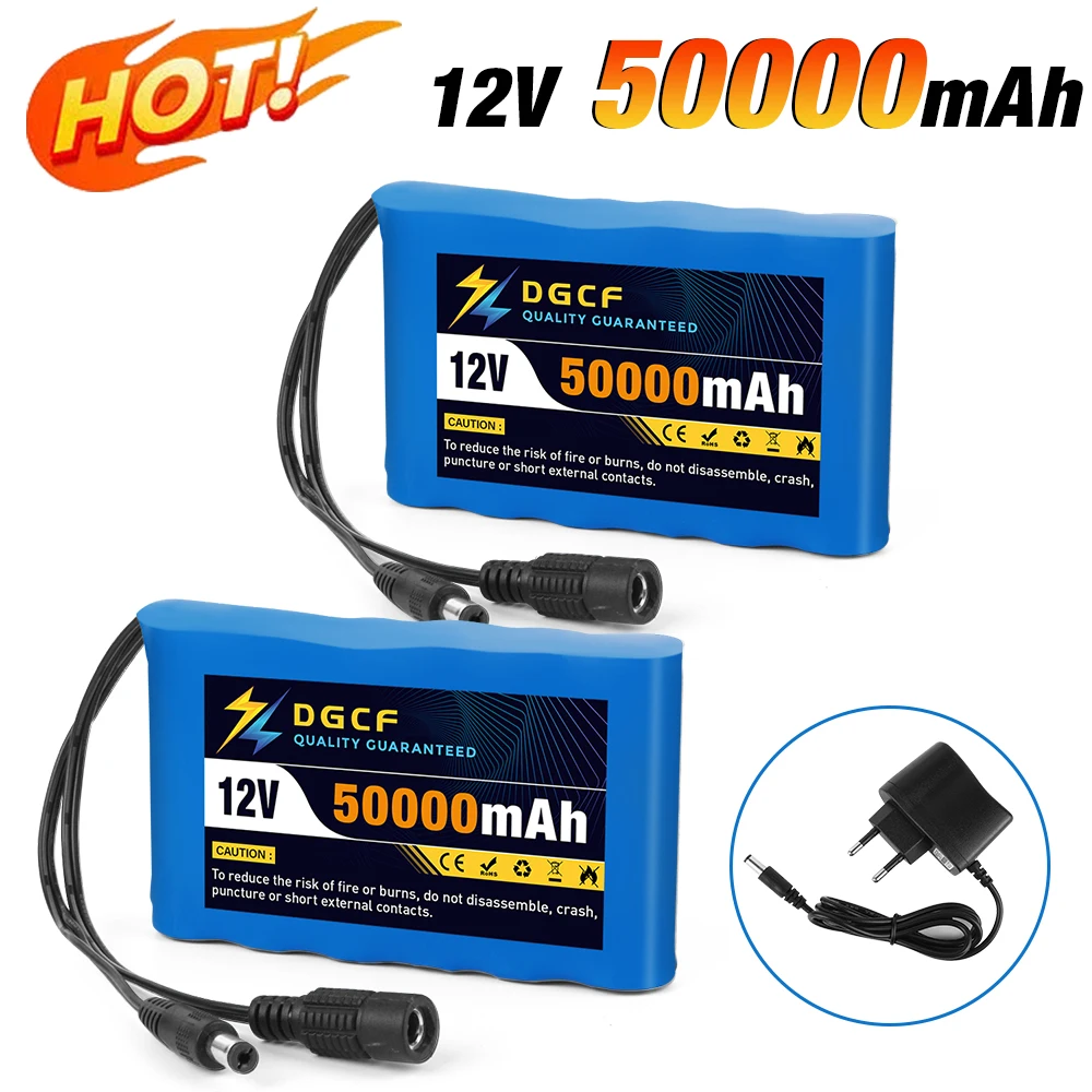 

NEW Portable Super 12V 50000mah Rechargeable Lithium Ion Battery Pack Capacity DC 12.6v 30Ah CCTV Cam Monitor + Charger