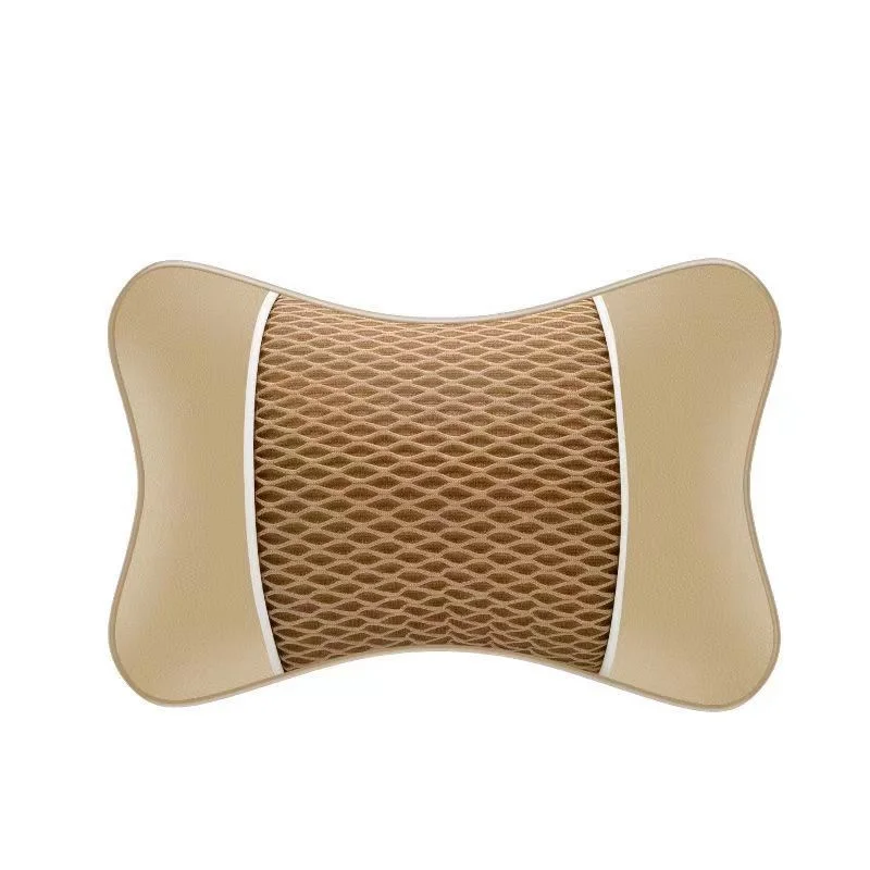 thumbnail image 1 of Almohada para el cuello del asiento del automóvil, reposacabezas, cojín de apoyo, asiento tejido de cuero PU, almohada de seguridad negra para automóvil, accesorios para automóvil, 1 of 5