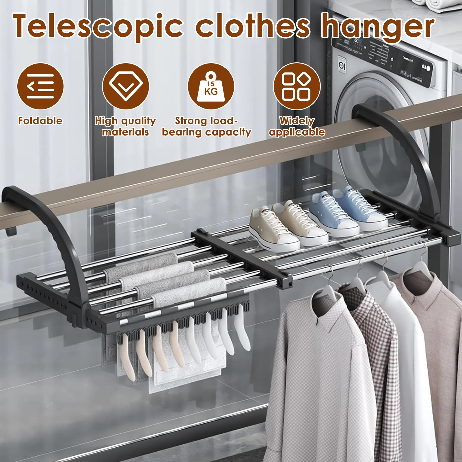 Stainless Steel Foldable Drying Rack Extendable Clothes Airer