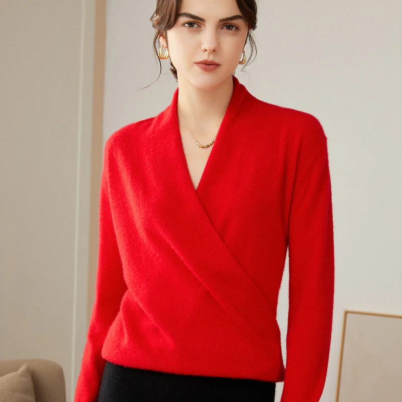 

2023 Kimono Sweaters Women Winter 100% Cashmere Pullovers Tops Grade Long Sleeve Knitwear Female Clothing