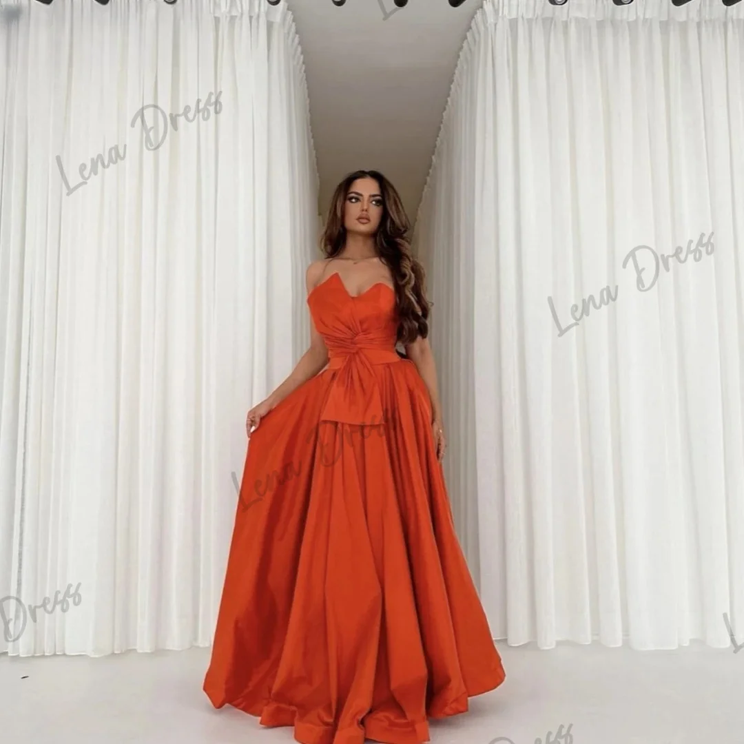 

Lena-2024 Deep Orange Women's Shoulderless Pleated A-shaped Evening Dress
