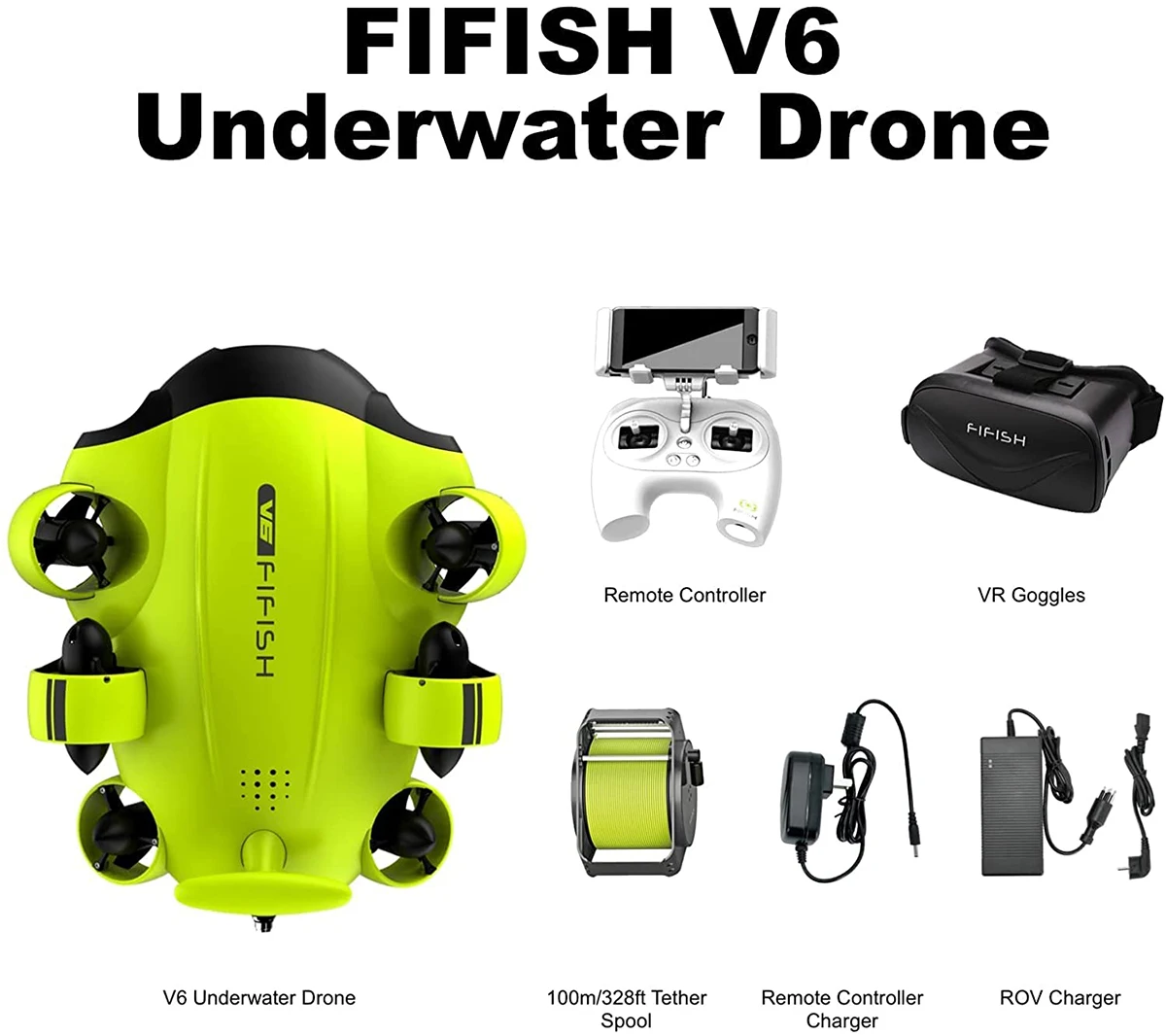 FIFISH V6 Underwater Drone with 4K Camera Omni Directional Movement Posture  Lock VR Head Track Dive to ft App Remote Control