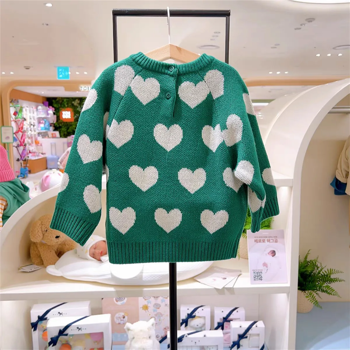 어린이 스웨터 2026 봄 신상품 올오버 프린트 패션 니트 스웨터 남아 여아용 면 따뜻한  풀오버