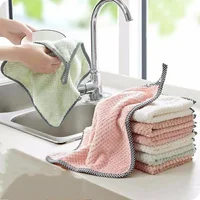 Small Hand Towel 27.5x25cm Pineapple Hanging Kitchen Cleaning Towel Handkerchief Coral Velvet Towels Washing Cleaning Towel 3