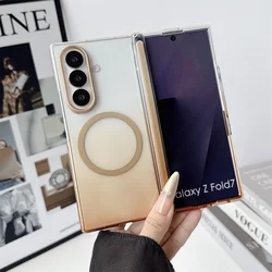 Clear Shockproof Magnetic Phone Case with Wireless Charging for Galaxy Z Fold 8 Wide (Gilded white)