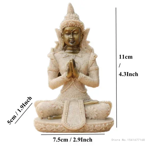 Creative Southeast Asian Mini Zen Meaning Buddha Statue Sculpture Decor, Home Living Room Buddhist Hall Decoration Resin, 1Pc