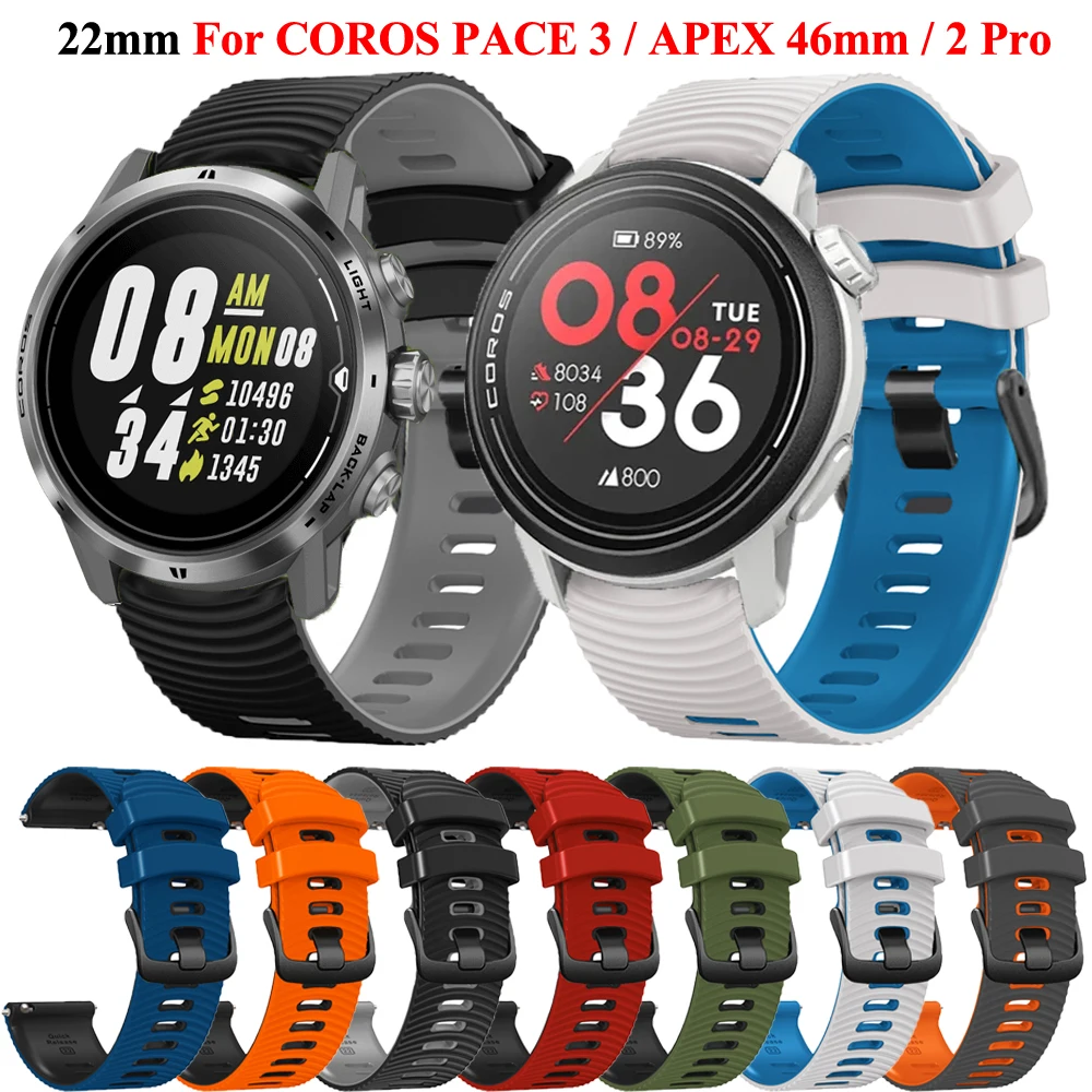 

Sports Silicone Strap For COROS PACE 3 Bracelet For COROS APEX 2 Pro 46mm APEX Pro Band 22mm Soft Wristbands Accessorie Belt