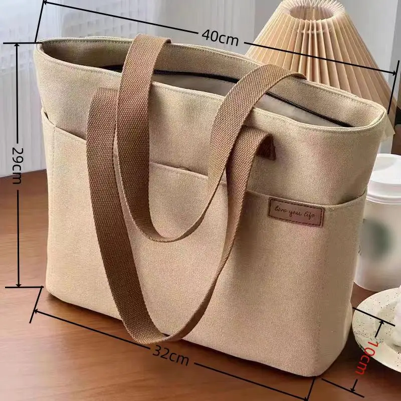 

New Canvas Tote Bags for Women Large Capacity Single Shoulder Bag Student Classes Commute Carrying Bag Ladies Casual Handbags