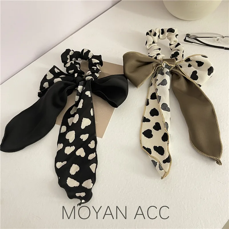 

Korean Style High Sense Bow Hair Rope Elegant Graceful Headband Female Hair Tie Ponytail Large Intestine Hair Ring Rubber Band H