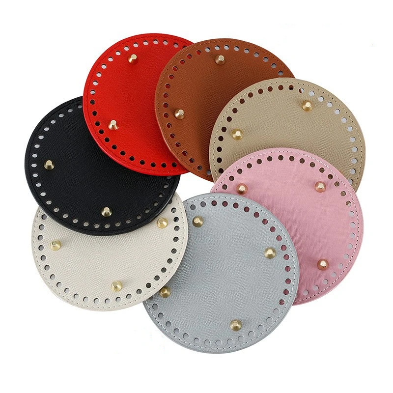 

3/5PCS 12cm leather Bottom Base with Pre-drilled Holes for Knitting DIY Purse Handbag Shoulder Bag Accessories For Crochet